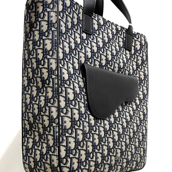 Christian Dior Saddle Tote Bag Beige and Black Dior Oblique Jacquard - Picture 8 of 10